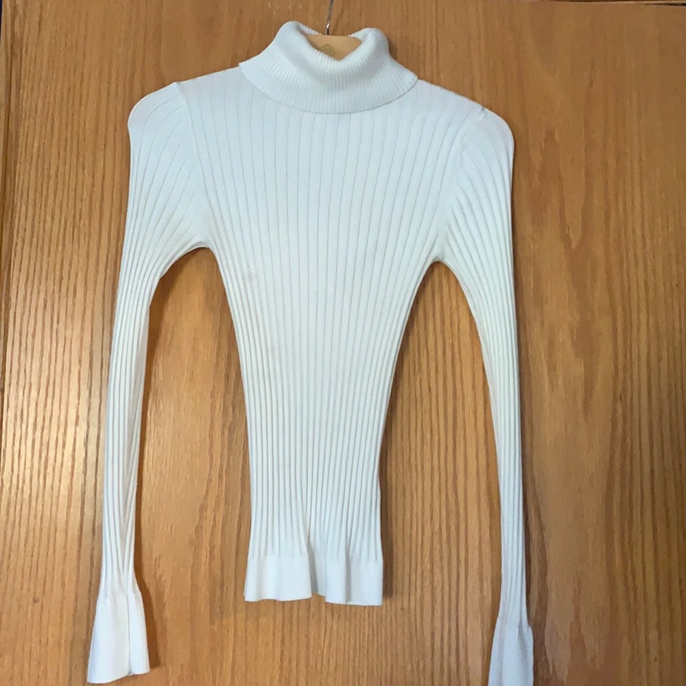 New Look white turtleneck with gold buttons